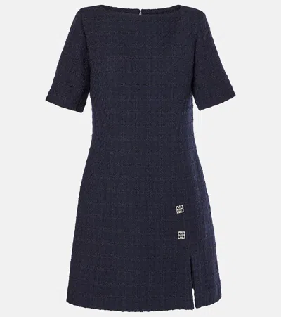 Givenchy 4g Liquid Wool-blend Tweed Minidress In Blue