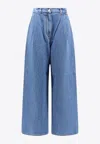 Givenchy High Waist Wide-leg Denim Trousers With Front Pleats In Blue