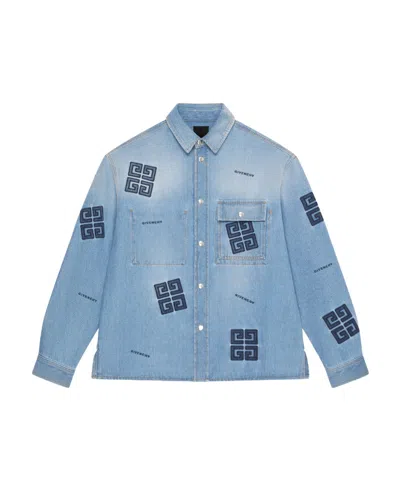 Givenchy 4g-logo Cotton Shirt In Blue