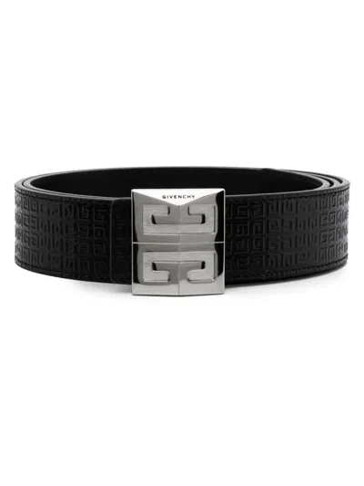 Givenchy 4g Logo-embossed Leather Belt In Black