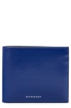 Givenchy 4g Logo Embossed Leather Bifold Wallet In Sapphire Blue