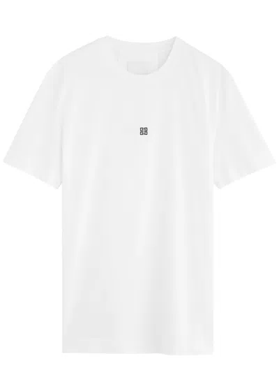 Givenchy 4g Logo-embroidered Cotton T-shirt In White