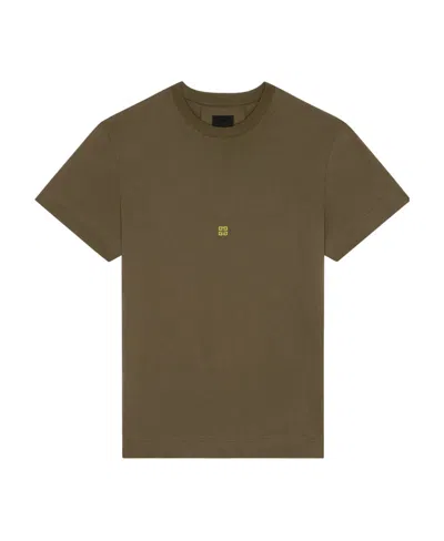 Givenchy 4g Logo-embroidered T-shirt In Brown