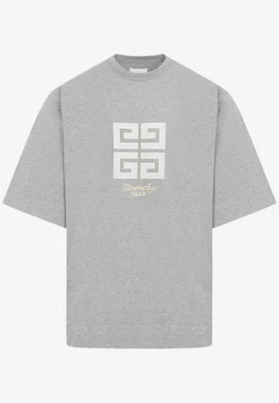 Givenchy 4g Logo Embroidered T-shirt In Gray