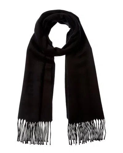 Givenchy 4g Logo Fringed Wool Scarf In Black