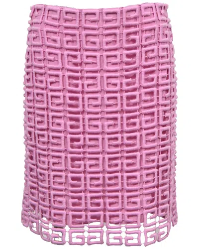 Givenchy 4g Logo Guipure Lace Mini Skirt In Pink