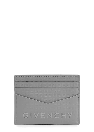 Givenchy 4g Logo Leather Card Holder In Grey