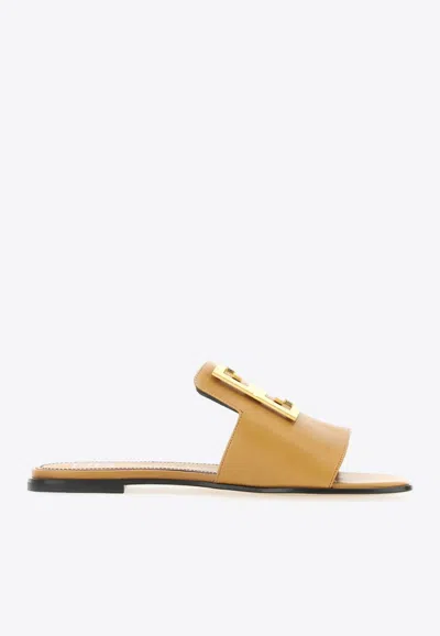 Givenchy 4g Plaque Flat Sandals In Brown