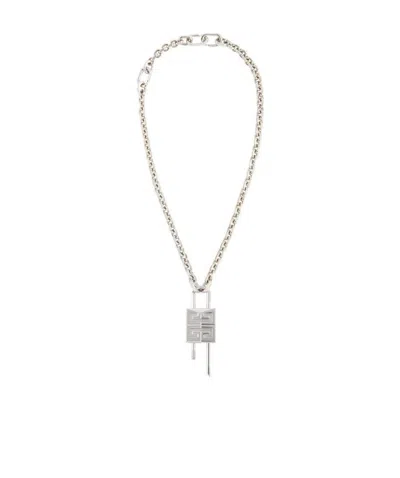 Givenchy 4g Logo Padlock Lock Necklace In White
