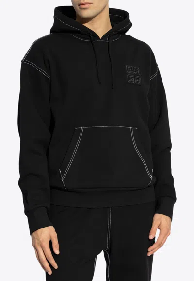 Givenchy 4g Logo Patch Hooded Sweatshirt In Black