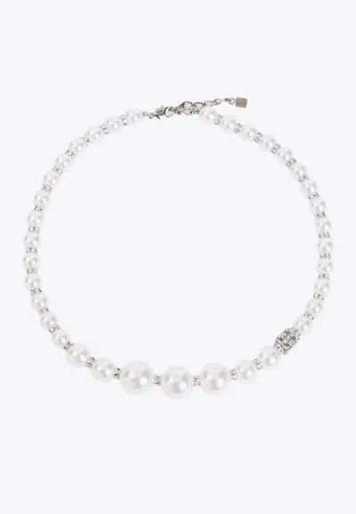 Givenchy 4g Logo Pearl Necklace In Metallic