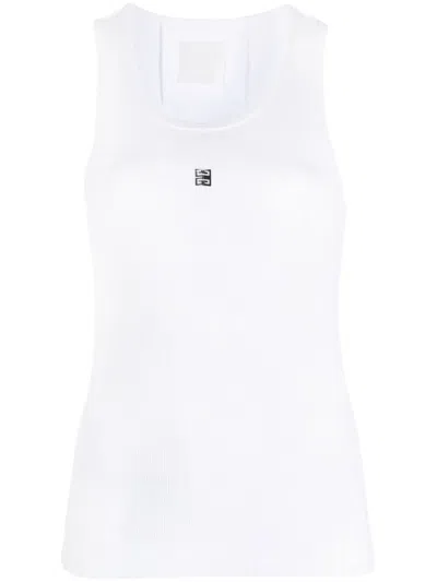 Givenchy Canotta In Cotone Stretch Bianco Donna In White
