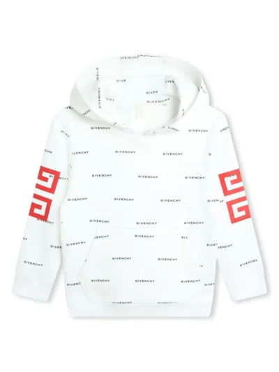 Givenchy Kids' 4g Logo-print Cotton-blend Hoodie In White