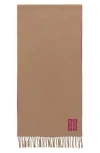 Givenchy 4g Logo Reversible Virgin Wool Scarf In Brown