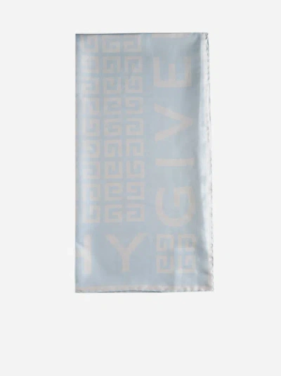 Givenchy 4g Monogram Scarf In Grey Blue,silvery Grey