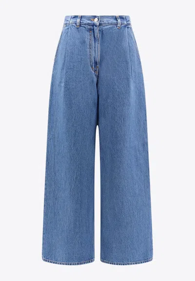 Givenchy 4g Logo Wide-leg Jeans In Blue