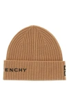 Givenchy 4g Logo Wool & Cashmere Beanie In Brown