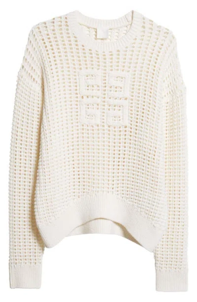 Givenchy White Sweater With 4g Detail In Openwork Knit Woman