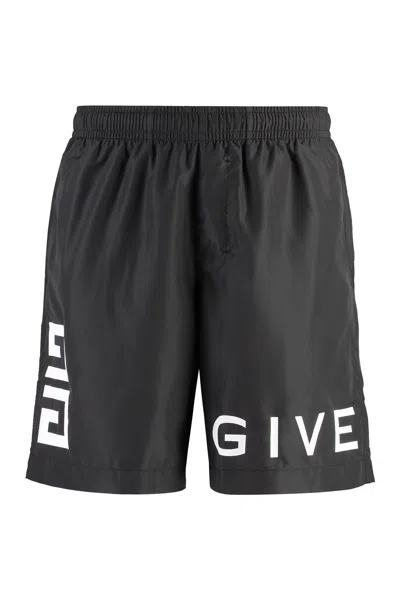 Givenchy 4g Long Swim Shorts In Black
