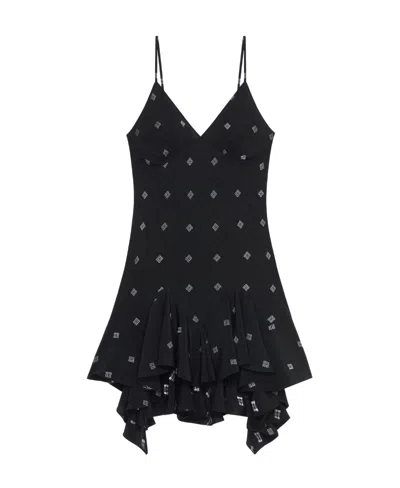Givenchy 4g Lotus Leaf Edge Dress In Black