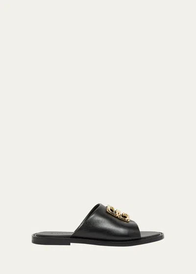 Givenchy 4g Medallion Leather Slide Sandals In 001-black