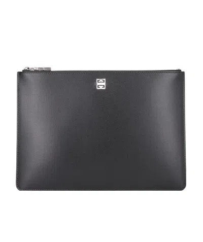 Givenchy 4g Medium Leather Clutch In Black