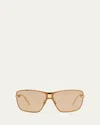 Givenchy 4g Metal Alloy Shield Sunglasses In Shiny Endura Gold Brown