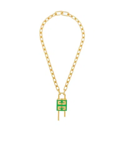 Givenchy 4g Metal Padlock Necklace In Yellow
