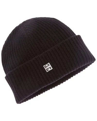Givenchy 4g Metal Patch Wool & Cashmere-blend Beanie In Black