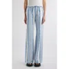 Givenchy Embroidered Cotton Blend Wide-leg Pant In Blue/ Off White