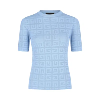 Pre-owned Givenchy 4g Monogram Short-sleeve Sweater 'light Blue' | Women's Size S