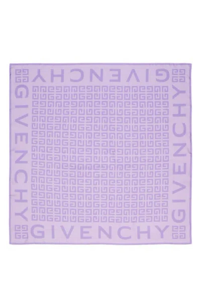 Givenchy 4g Monogram Silk Square Scarf In Lavender/purple