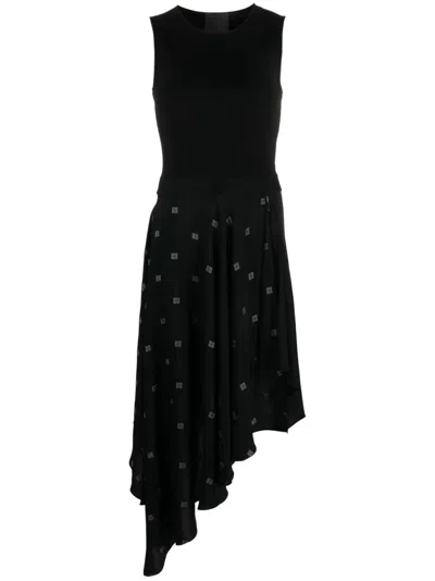 Givenchy 4g-motif Asymmetric-hem Dress In Black