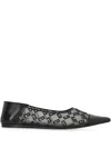 Givenchy Mesh Pointed Ballerina Shoes In Schwarz