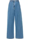 Givenchy High Waist Wide-leg Denim Trousers With Front Pleats In Blue