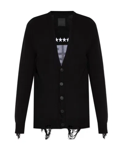 GIVENCHY GIVENCHY LOGO EMBROIDERED V-NECK BUTTONED CARDIGAN