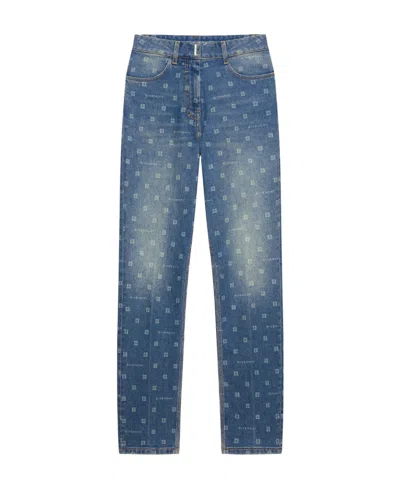 Givenchy 4g-motif Denim Jeans In Blue