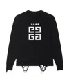 Givenchy 4g-motif Distressed Cotton Sweatshirt In Black