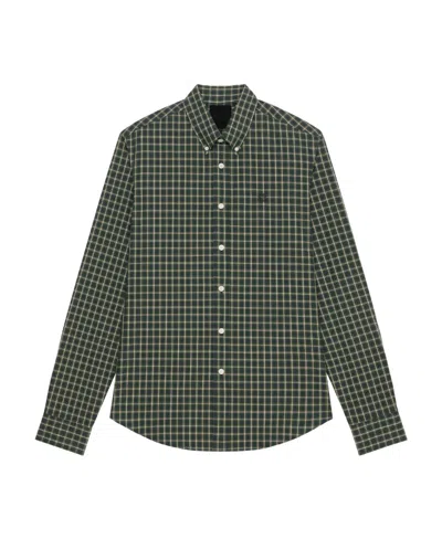 Givenchy 4g Motif-embroidered Checked Shirt In Green