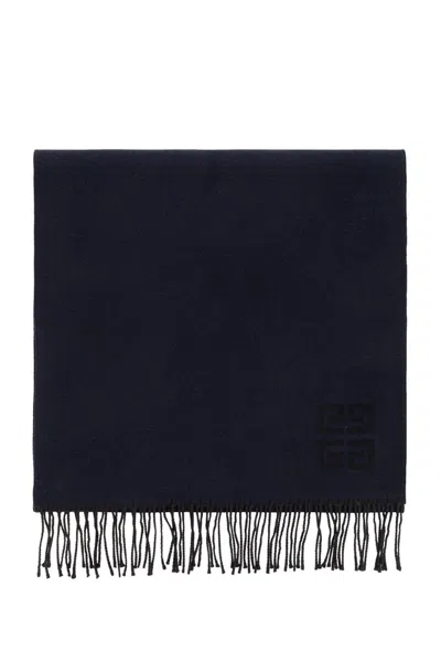 Givenchy 4g Motif Fringed Scarf In Navy