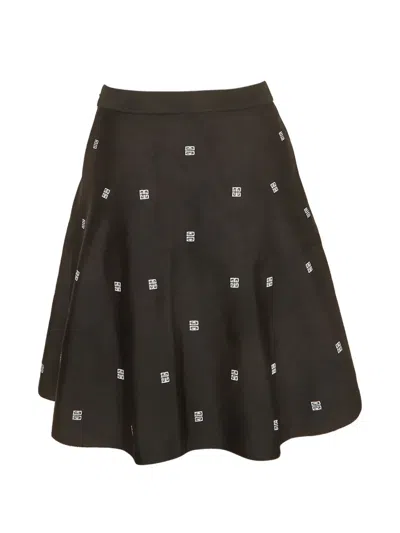 Pre-owned Givenchy 4g Motif High-waisted Mini Skirt In Black