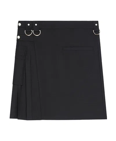 Givenchy Jupe Kilt En Laine Et Mohair In Black