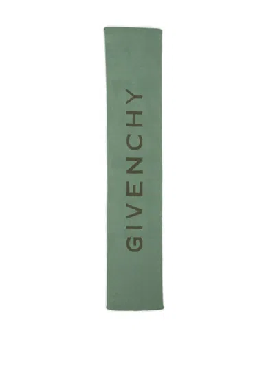 Givenchy Contrasting Logo Scarf In Green