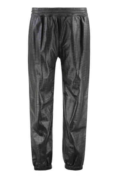 Givenchy 4g Motif Lamb Leather Pants With Elastic Waistband In Gray