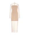 Givenchy Lace Overlay Dress With High Neck And Long Sleeves In Nude