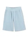 Givenchy Cotton Textured Logo Shorts In Blue