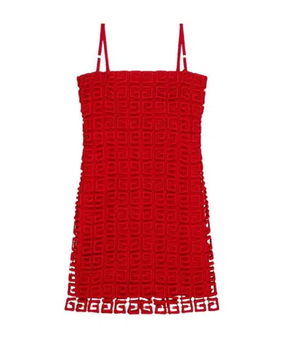 Givenchy 4g-motif Square-neck Dress In Red