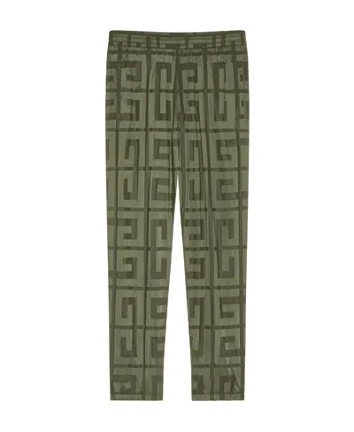 Givenchy 4g-motif Taffeta Trousers In Green