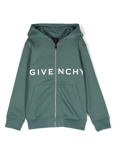 Givenchy Kids' 4g-motif Zip-fastening Hoodie In Green