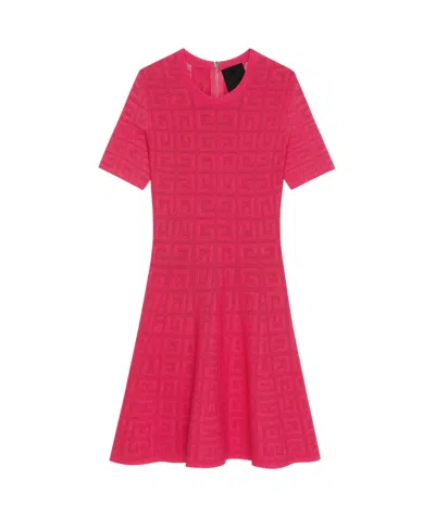 Givenchy 4g Open-knit Flared Dress In Pink